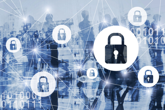 a network with nodes represented as padlocks